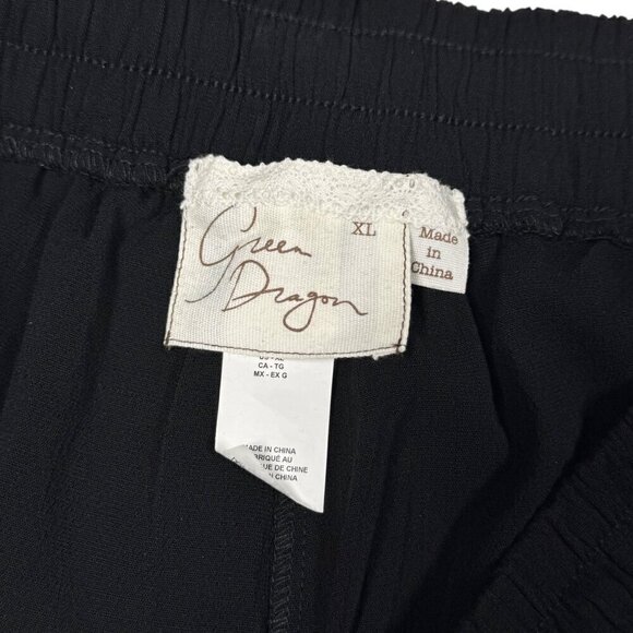 NWT Green Dragon Wide Leg Pants Sz.XL Black Drawstring Pockets High Rise - Picture 5 of 13